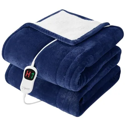 Heated blanket, twin 62″×84″, navy Blue